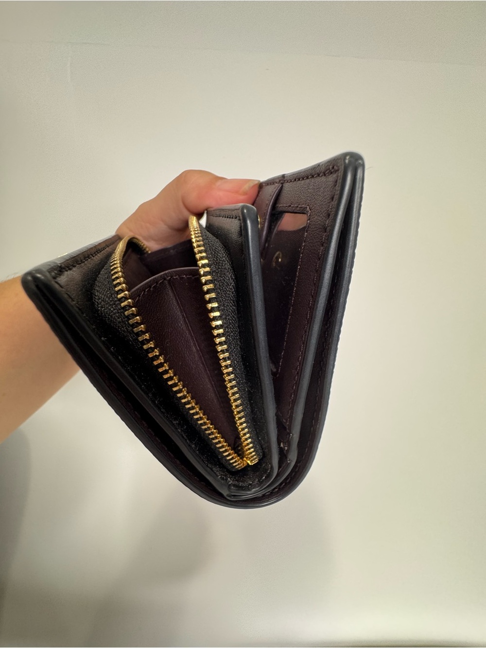 Coach Black Patent Signature Zip Wallet with Gold Logo - Picture 6 of 10